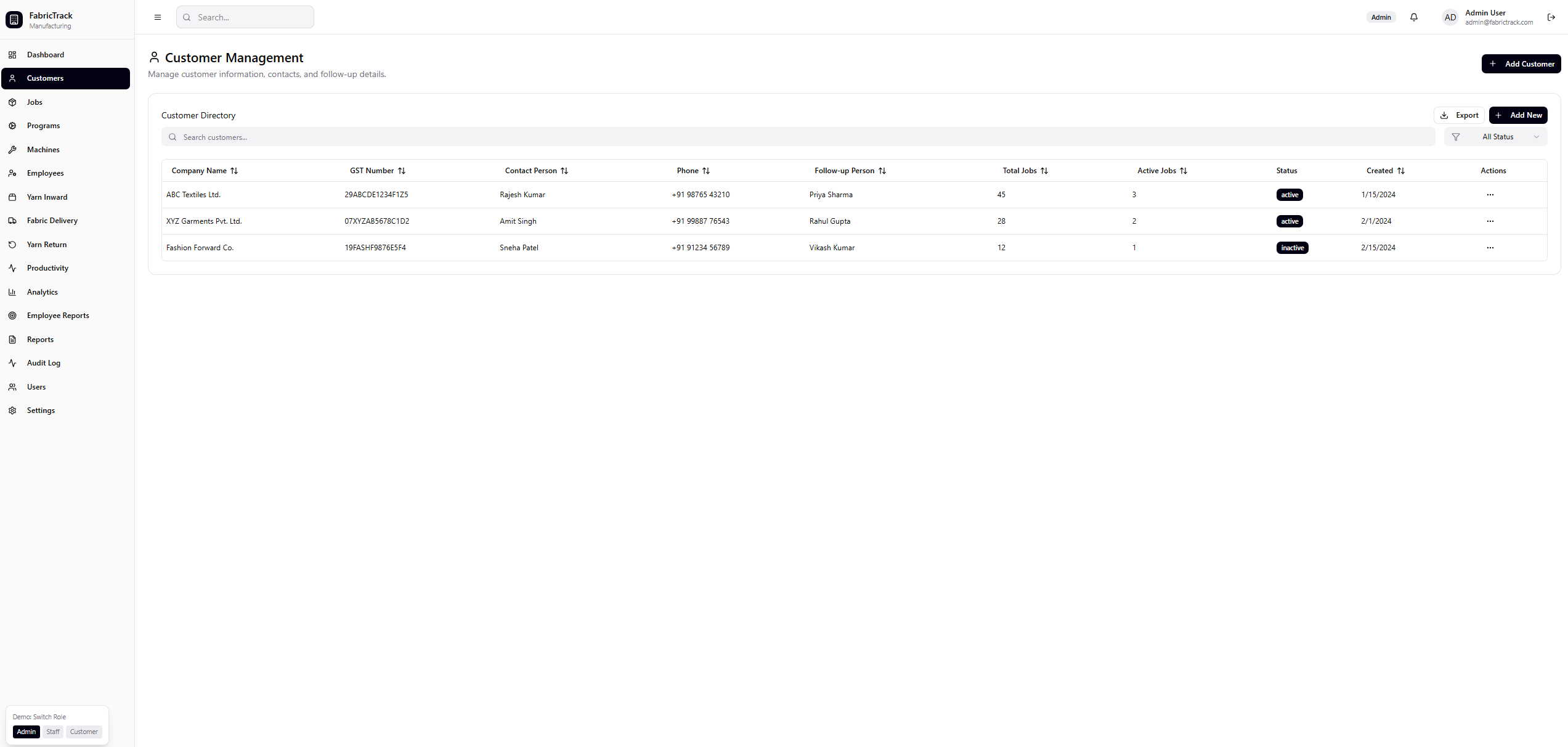 Production Planning Panel UI Preview