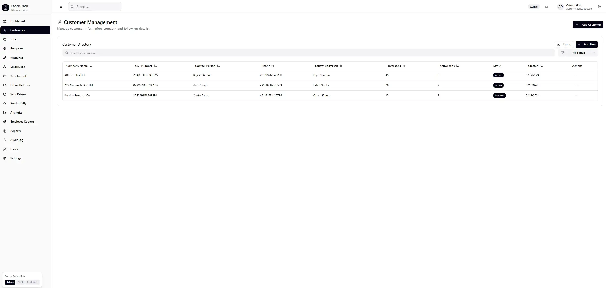 Production Planning Panel UI Preview